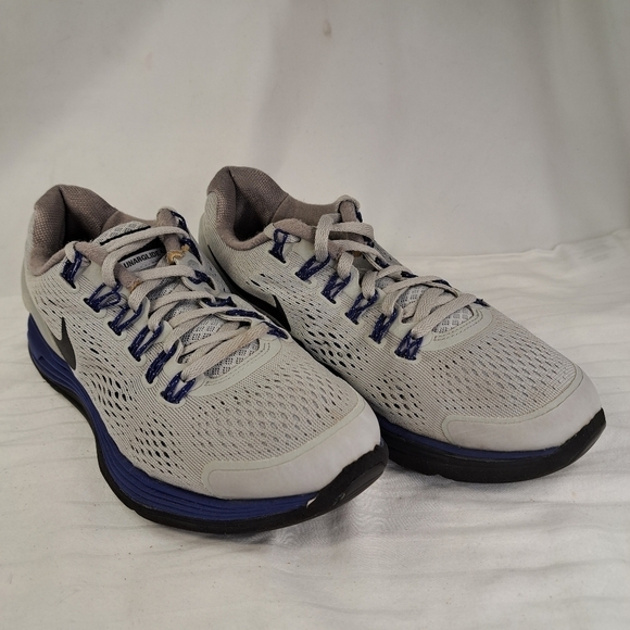 NIKE Gray & Blue Lunarglide 4 Sneakers Youth (big kid) Size 5 - Picture 3 of 9